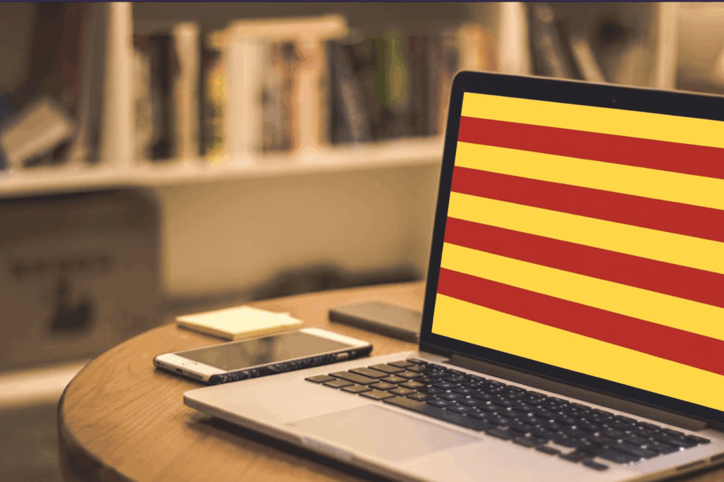 Portàtil en la bandera catalana